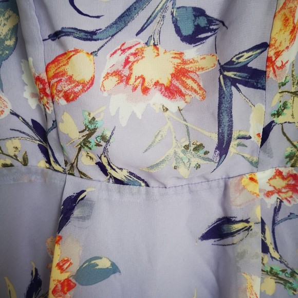 Louna Floral Tie Back Mini Fully Lined Square Neck Summer Dress Purple XS - Picture 11 of 13